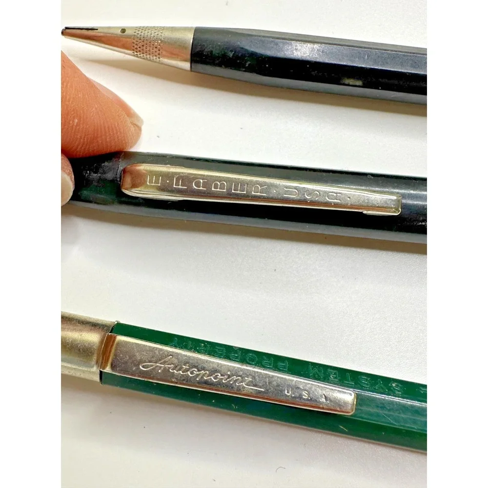 Vtg Autopoint Faber Mechanical Pencils Bell Systems Green Double End Drafting